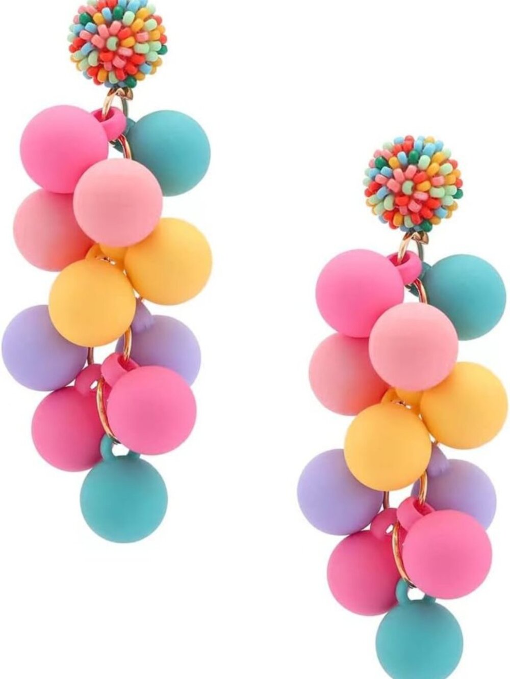 Colorful Acrylic Ball Dangle Earrings for Women | Cute Candy Drop Geometric